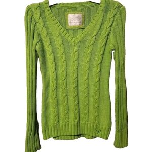 Justice Y2K Green V-Neck Cable Knit Sweater